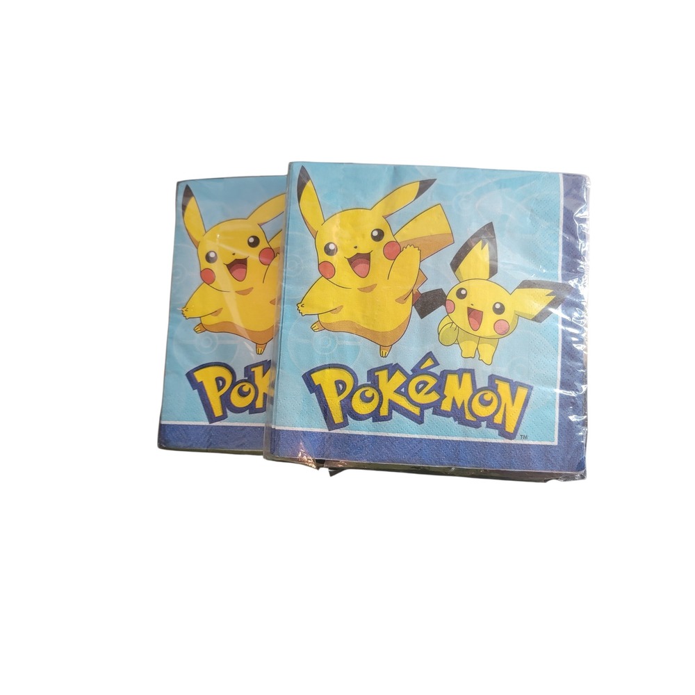 Pokemon Pikachu Napkins Luncheon Party Supplies 16 Count New‎ 2 pack